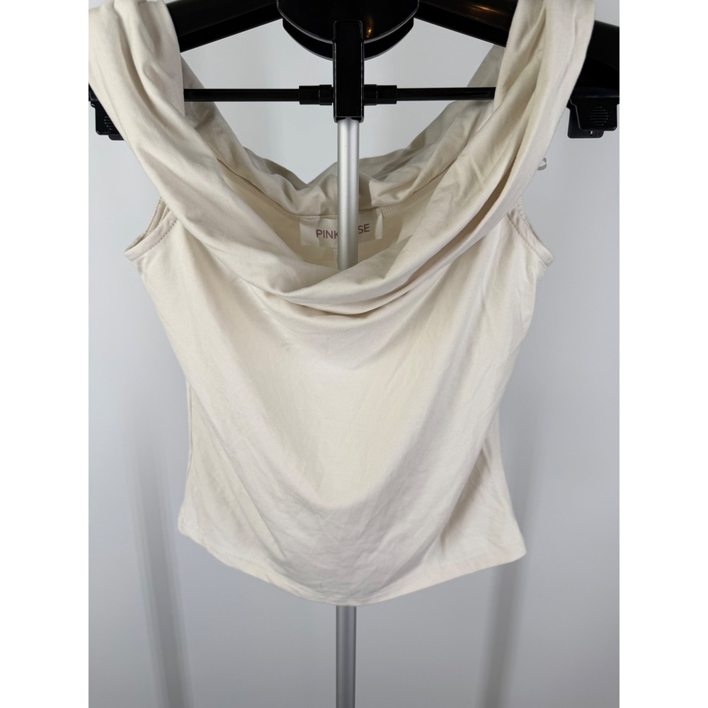 Pink Rose Womens Cream Off Shoulder Cowl Neck Knit Top Small NEW - Picture 2 of 9